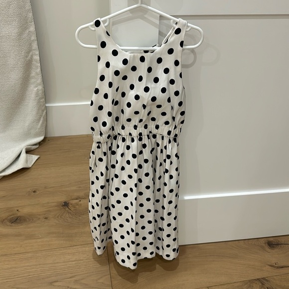 Ruby Bloom polka dot girls dress bow back 8 white black - Picture 1 of 4